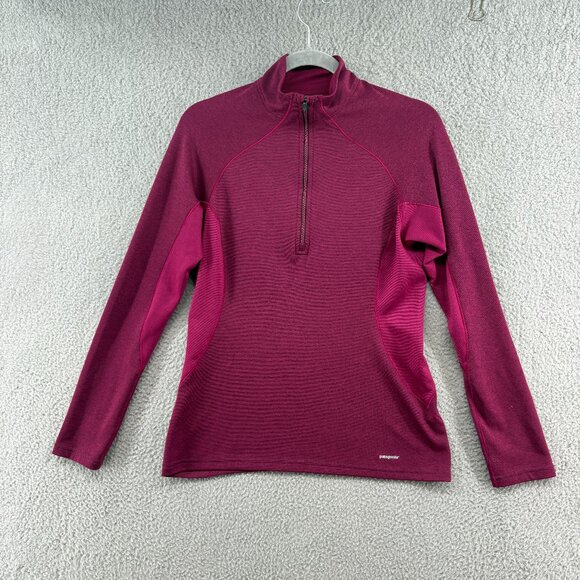 Patagonia Women’s Capilene Midweight Zip Neck Pullover Top Small Pink Purple - Picture 3 of 9